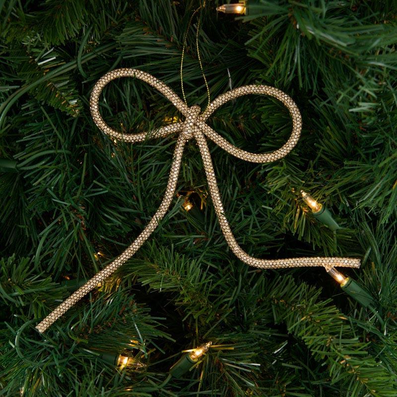 Gold Beaded Bow Ornament