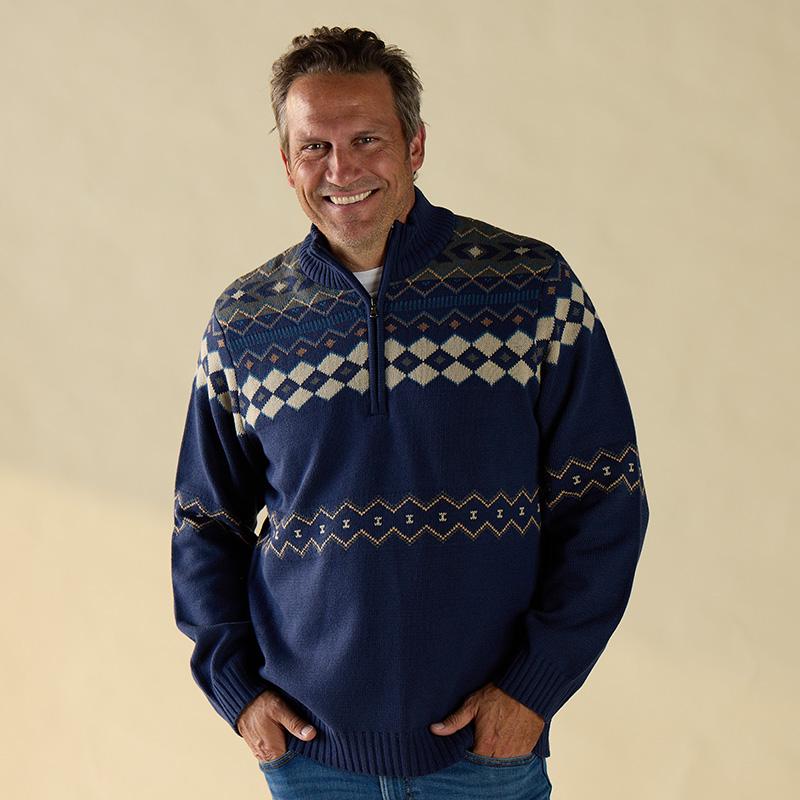 Blue Quarter Zip Sweater