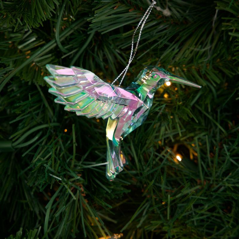 Green Iridescent Hummingbird Ornament 7 Green Iridescent Hummingbird Ornament