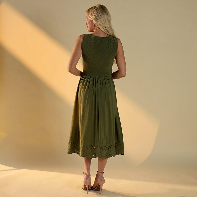 Green Knit Eyelet Dress 2 Green Knit Eyelet Dress